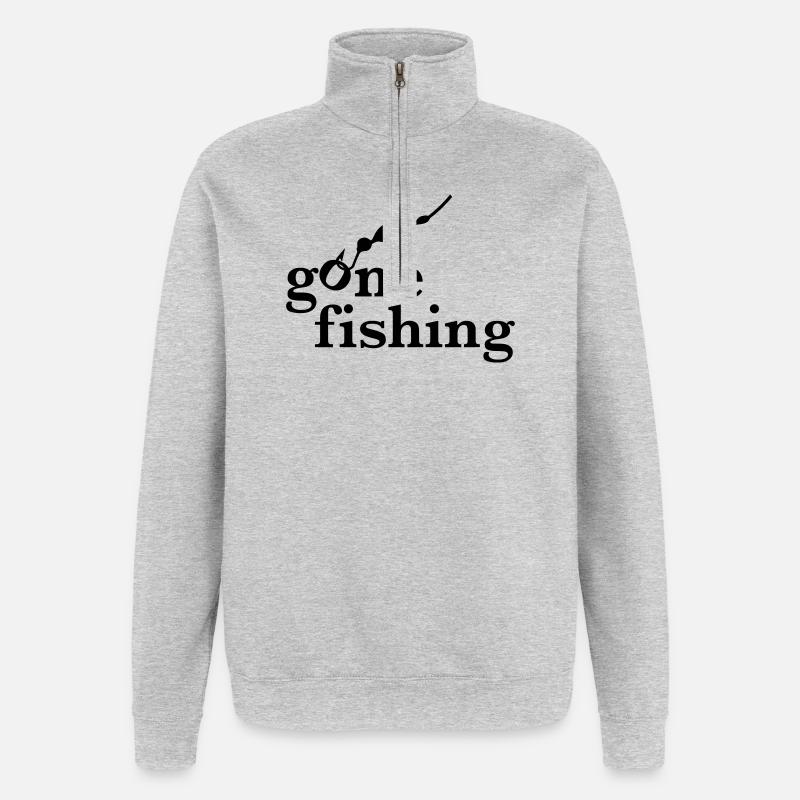Pêche - Sweat à zip 1/4 - gris chiné
