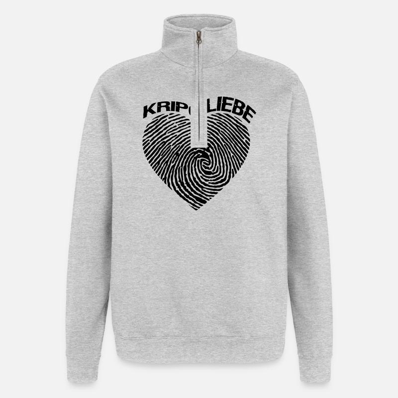 Kripo Liebe Kriminalpolizei Polizei Polizist Fun - Quarter-Zip-Sweatshirt - Grau meliert
