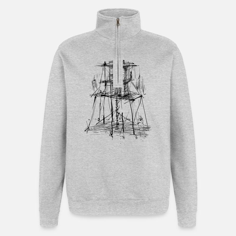 Architektur Turm - Quarter-Zip-Sweatshirt - Grau meliert
