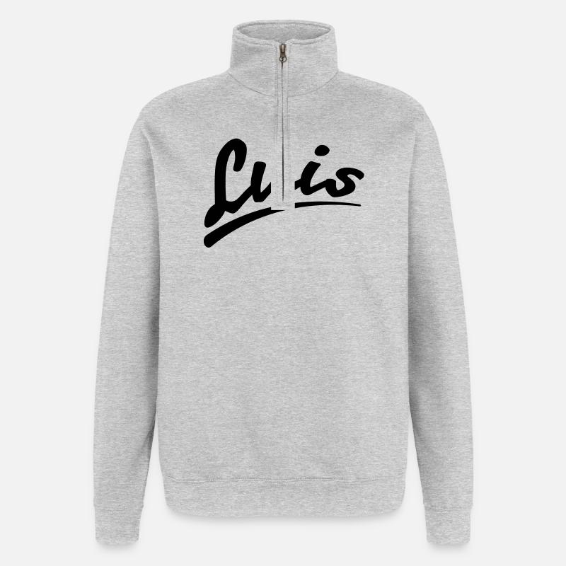 luis | Luis - Sweat à zip 1/4 - gris chiné
