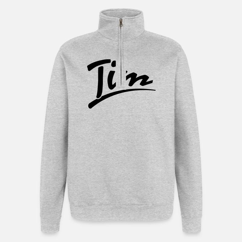 Tim | tim - Sweat à zip 1/4 - gris chiné