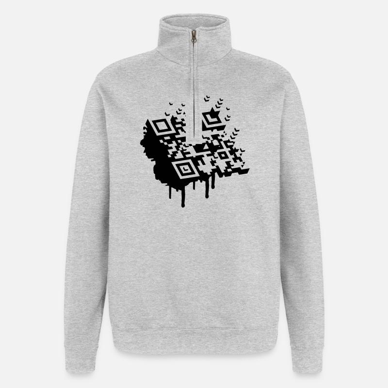 3D Barcode als Graffiti - Quarter-Zip-Sweatshirt - Grau meliert