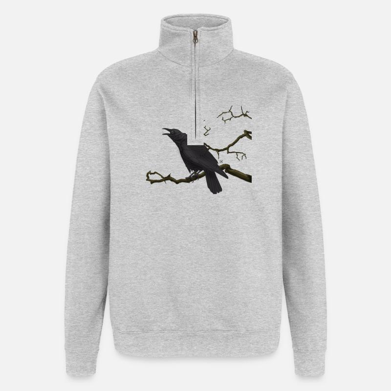 Schwarzer Rabe - Quarter-Zip-Sweatshirt - Grau meliert