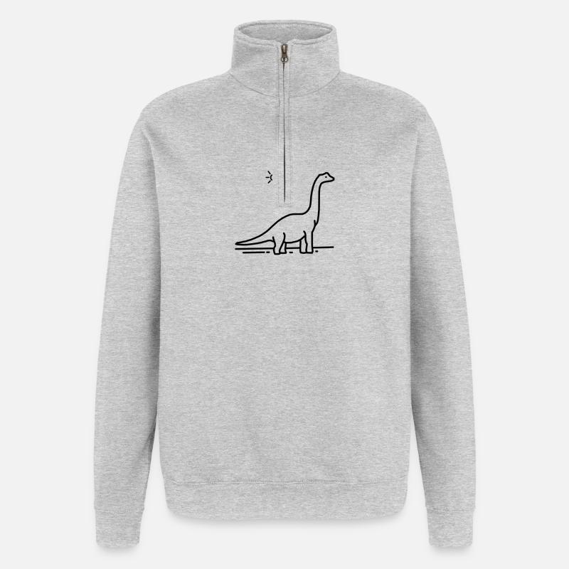 Dinosaurier - Quarter-Zip-Sweatshirt - Grau meliert