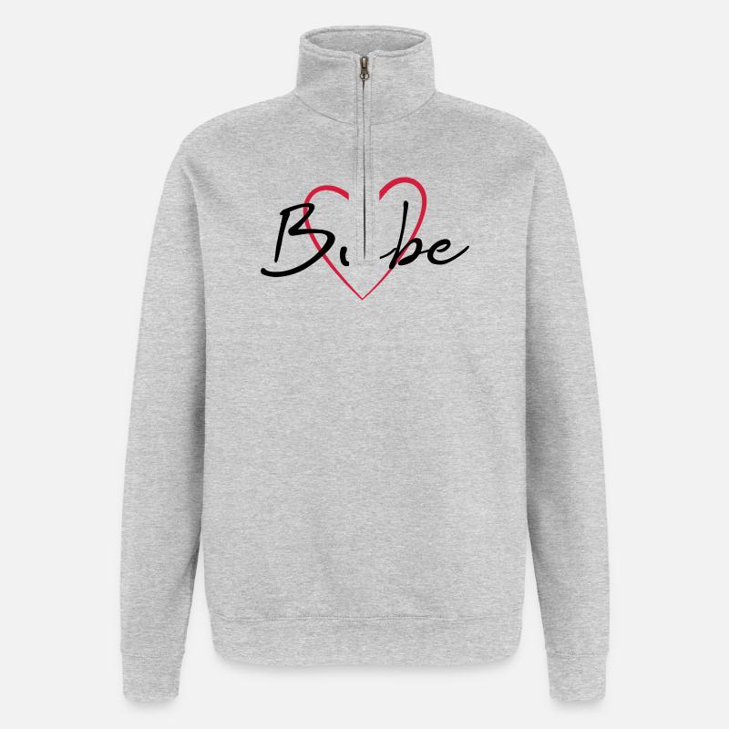 Coeur Bube Idée de cadeau - Sweat à zip 1/4 - gris chiné