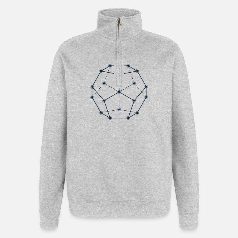 Geometrisches Konstellationsmuster - Quarter-Zip-Sweatshirt - Grau meliert