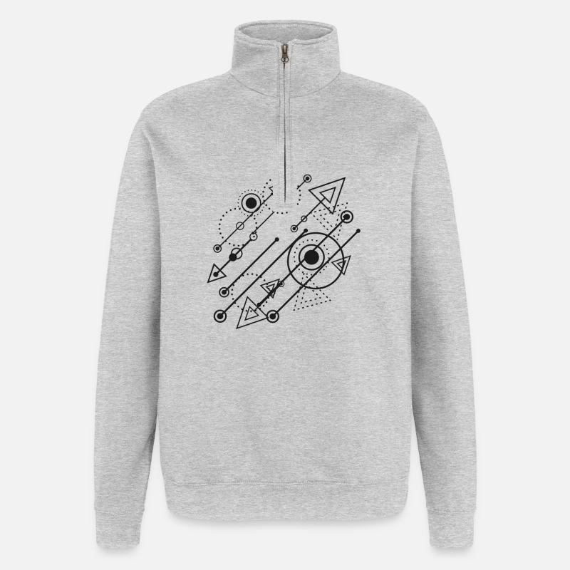 Flux d’énergie géométriques - Sweat à zip 1/4 - gris chiné