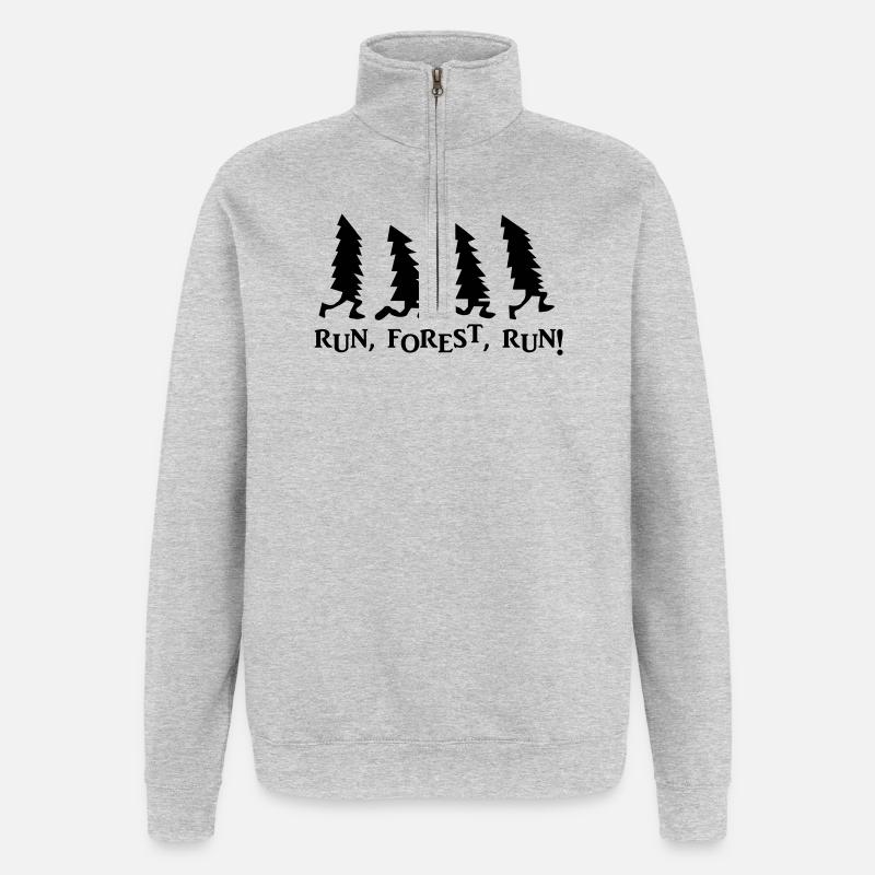 Run Forest Run - Quarter-Zip Sweatshirt - heather grey