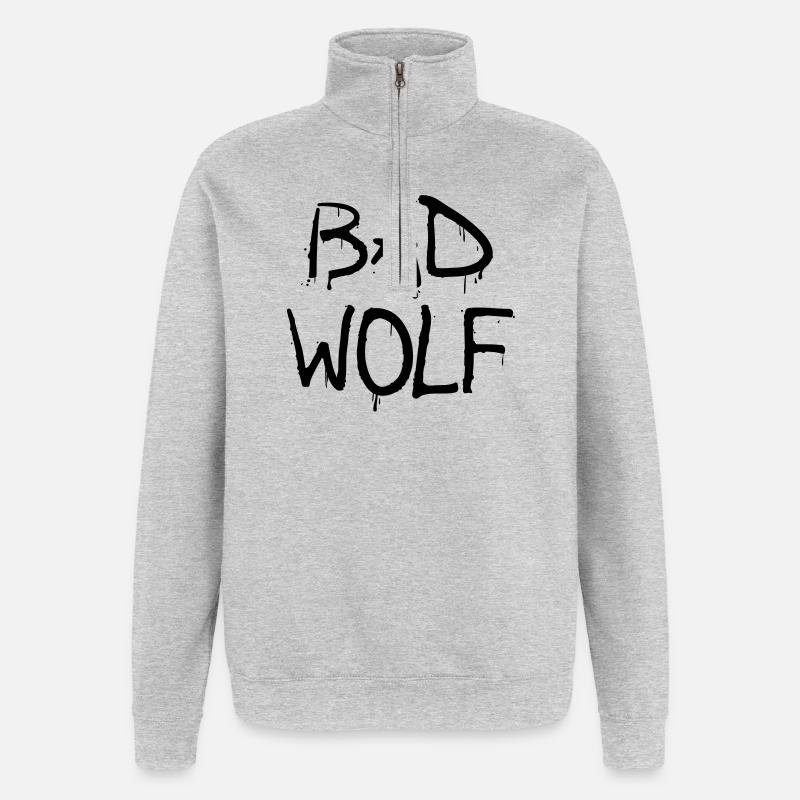bad wolf - Sweat à zip 1/4 - gris chiné