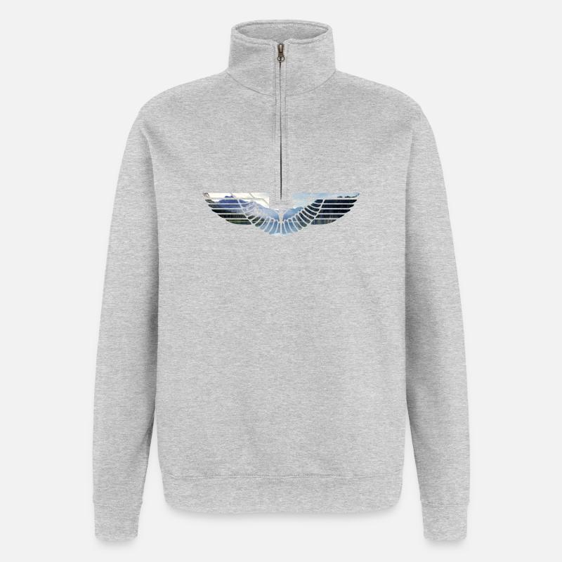 Eagle wing emblem - Quarter-Zip Sweatshirt - heather grey