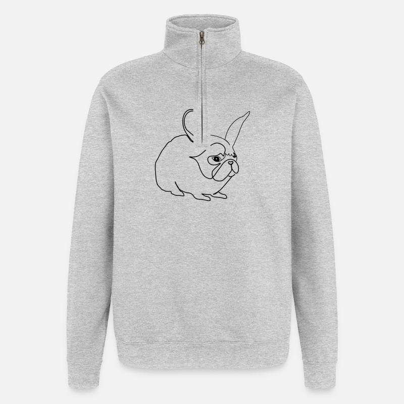 Hase oder Mops - Quarter-Zip-Sweatshirt - Grau meliert