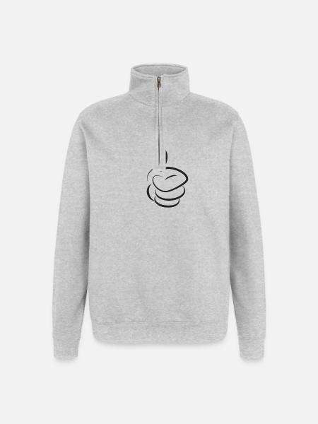 Thumbs up! - Quarter-Zip Sweatshirt - heather grey