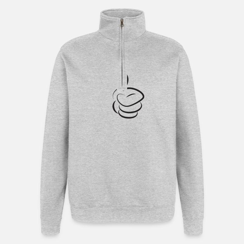 Thumbs up! - Sweat à zip 1/4 - gris chiné