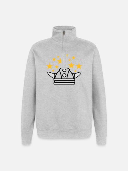 Wikinger Helm Idee - Quarter-Zip-Sweatshirt - Grau meliert