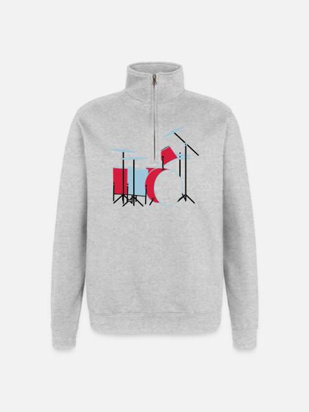 coloured_drums - Quarter-Zip-Sweatshirt - Grau meliert