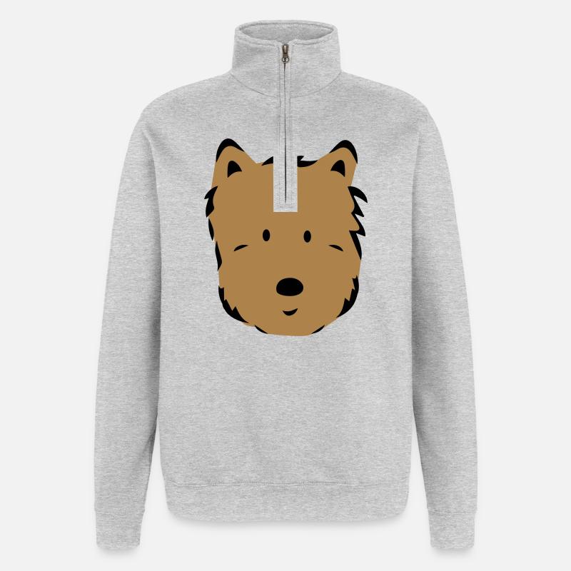 Hund - Quarter-Zip-Sweatshirt - Grau meliert