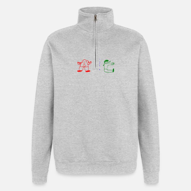 Mon abc - Sweat à zip 1/4 - gris chiné