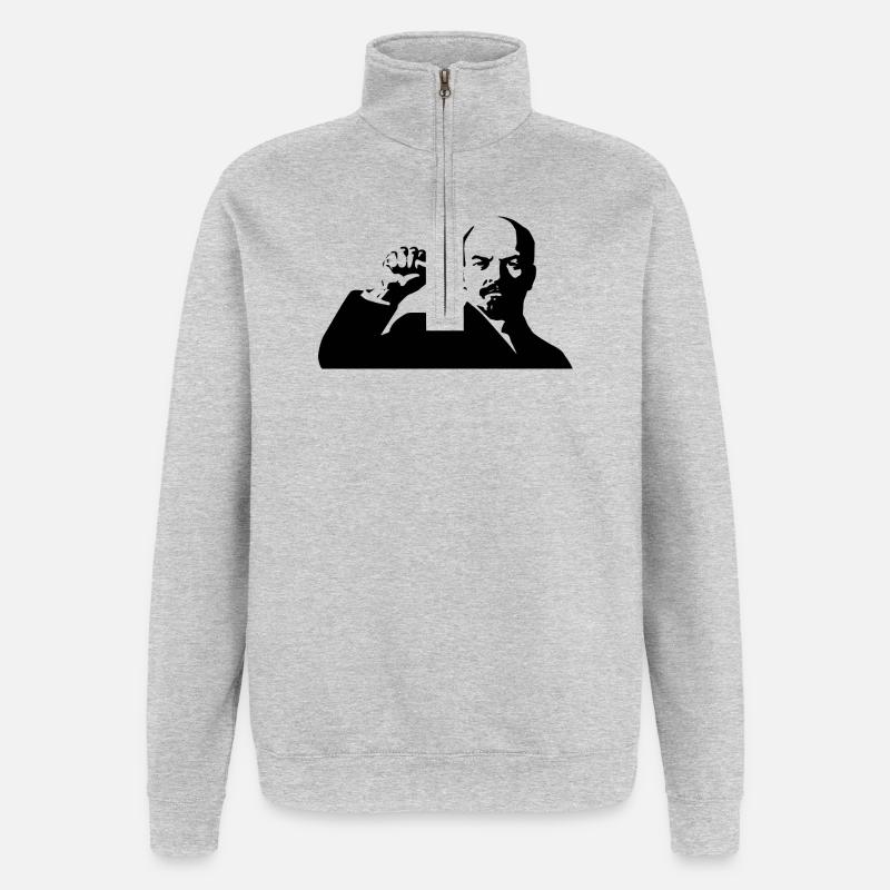 Lenin - Sweat à zip 1/4 - gris chiné