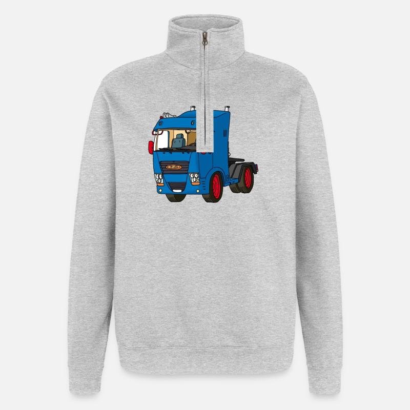 Blaue Zugmaschine - Quarter-Zip-Sweatshirt - Grau meliert