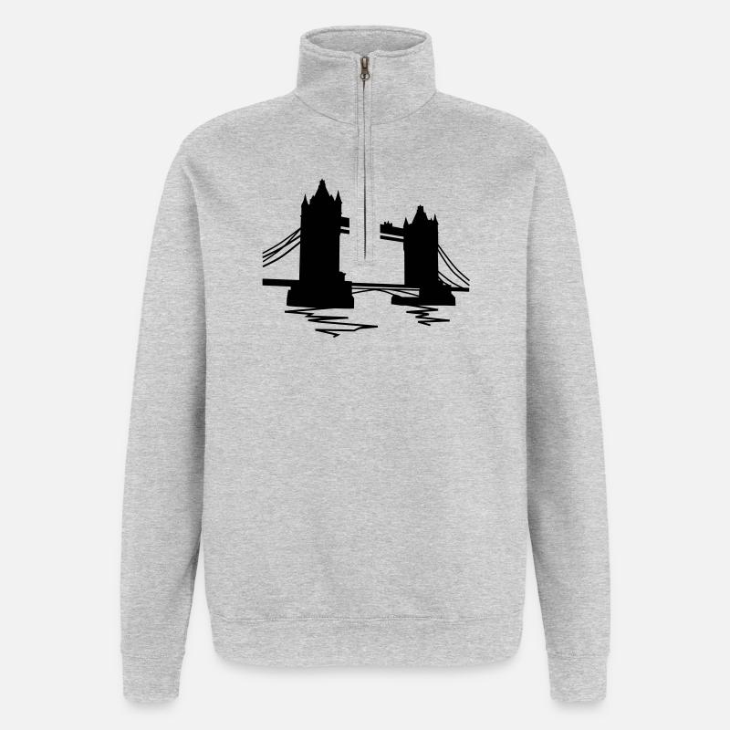 Tower bridge London - Quarter-Zip-Sweatshirt - Grau meliert