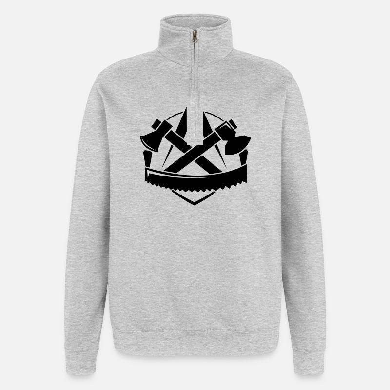 Zimmerer-Logo, Zunftzeichen - Quarter-Zip-Sweatshirt - Grau meliert