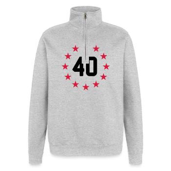 Vierzigsten Geburtstag - Quarter-Zip-Sweatshirt - Grau meliert - Vorne - AI Model Female 172 light (172cm) & AI Model Male 178 dark (178cm)