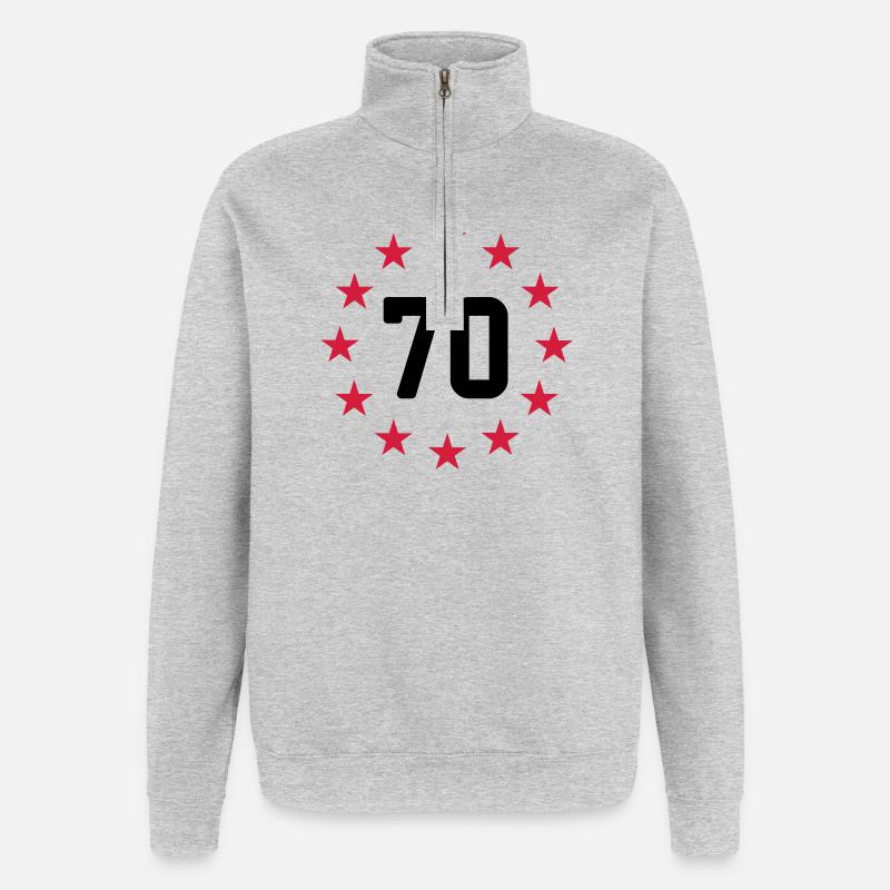 70 ans - Sweat à zip 1/4 - gris chiné