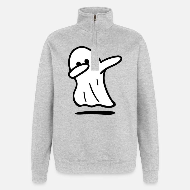 Ghost / Funny ghost / halloween / dabbing ghost - Quarter-Zip Sweatshirt - heather grey
