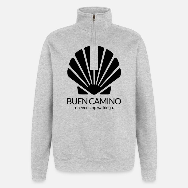 Buen Camino Saint Jacques de Compostelle - Sweat à zip 1/4 - gris chiné