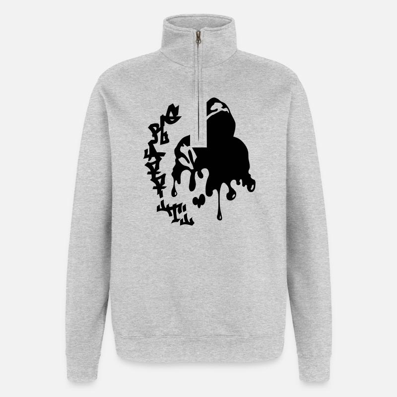 graffiti - Sweat à zip 1/4 - gris chiné