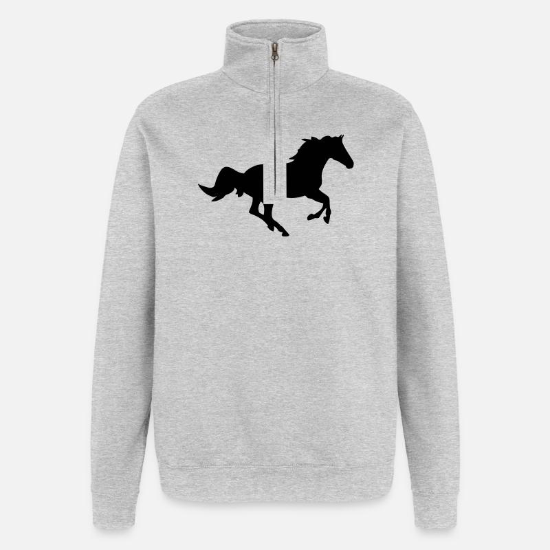 Ein Pferd. - Quarter-Zip-Sweatshirt - Grau meliert