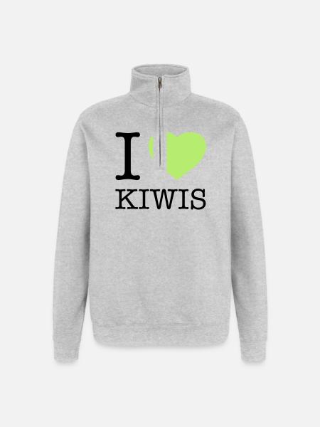 I LOVE KIWIS Kiwi - Quarter-Zip Sweatshirt - heather grey
