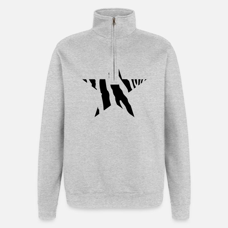 Zebra stern - Quarter-Zip-Sweatshirt - Grau meliert