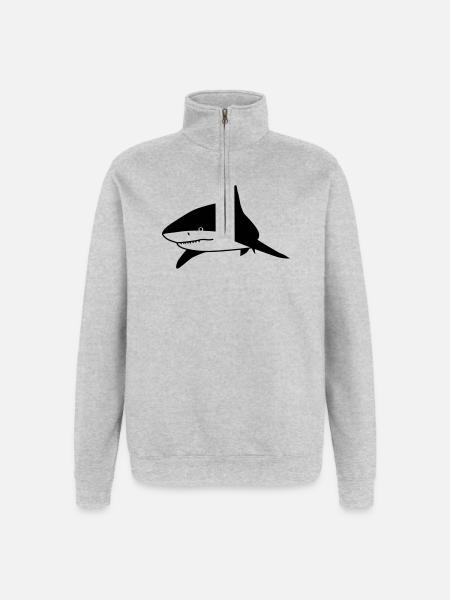 Hai-Tier - Quarter-Zip-Sweatshirt - Grau meliert