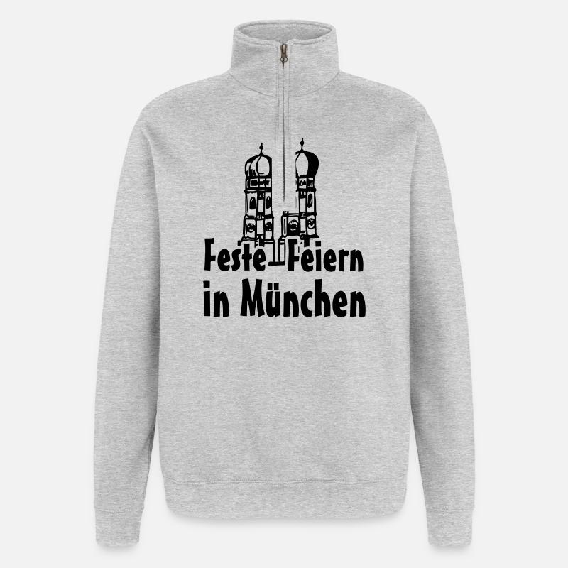 München Bayern Geschenk - Quarter-Zip-Sweatshirt - Grau meliert
