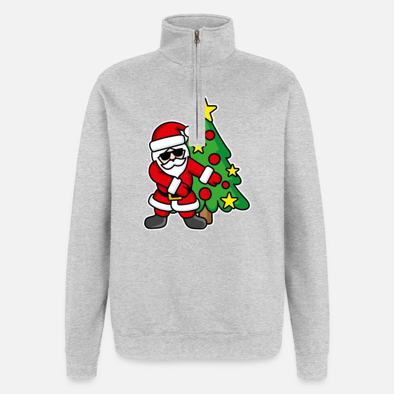 Weihnachtsmann-Weihnachtsbaum FLOSS DANCE FLOSSING - Quarter-Zip-Sweatshirt - Grau meliert