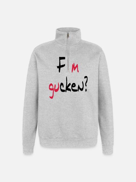 Film gucken? oder Ficken? - Quarter-Zip-Sweatshirt - Grau meliert