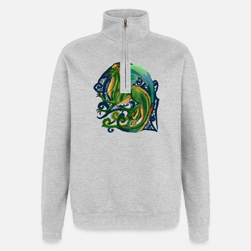 dragon - Sweat à zip 1/4 - gris chiné