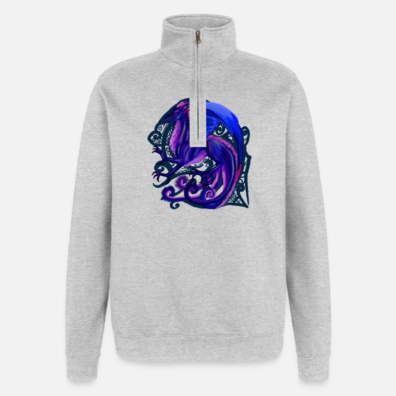 blauer Drache - Quarter-Zip-Sweatshirt - Grau meliert