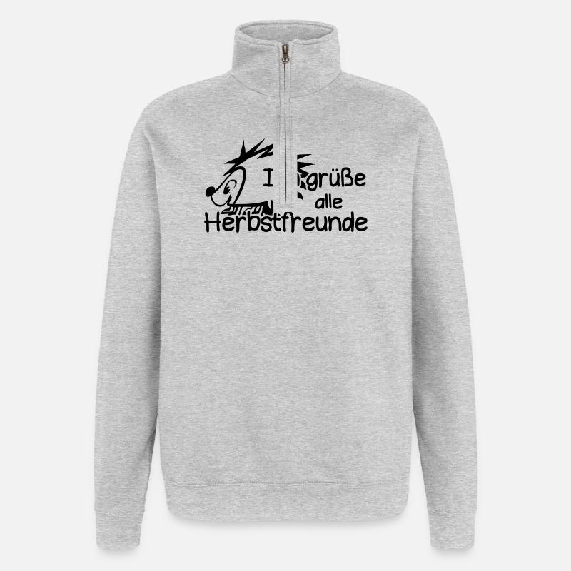 Herbstfreunde Herbst Igel Spruch Geschenk lustig - Quarter-Zip-Sweatshirt - Grau meliert