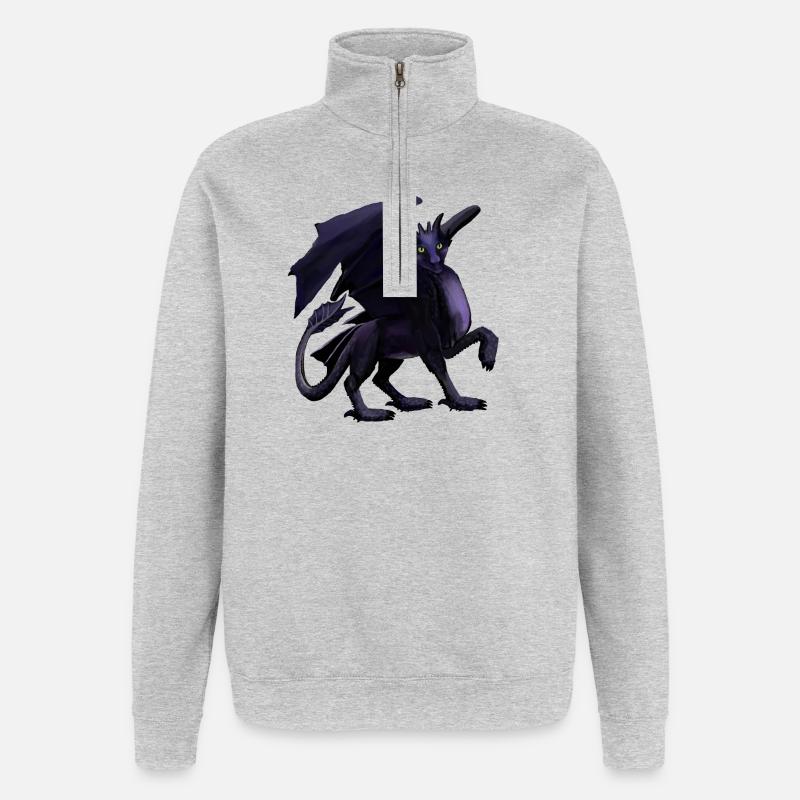 black dragon - Quarter-Zip Sweatshirt - heather grey