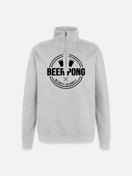 Beer Pong Logo V - Quarter-Zip Sweatshirt - heather grey