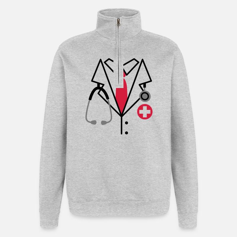 Ärztin - Quarter-Zip-Sweatshirt - Grau meliert