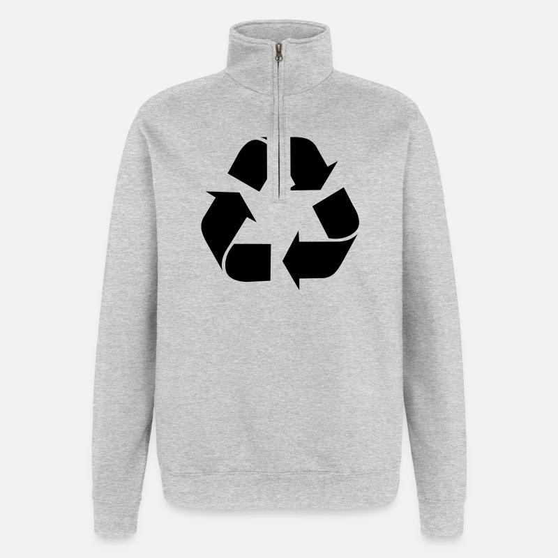 Recycling recyceln symbole - Quarter-Zip-Sweatshirt - Grau meliert