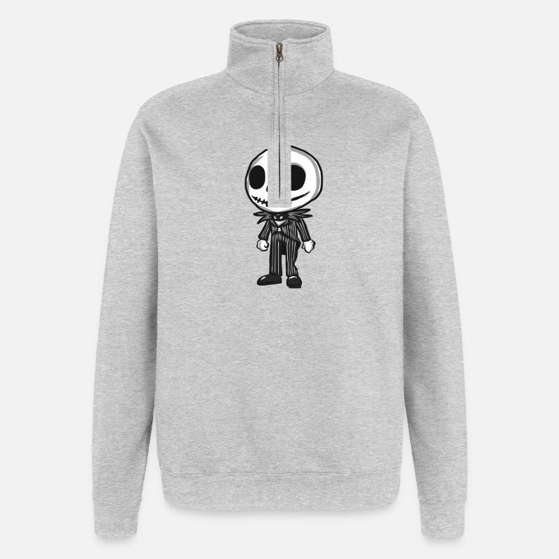 Cadeau effrayant de Halloween de monstre - Sweat à zip 1/4 - gris chiné