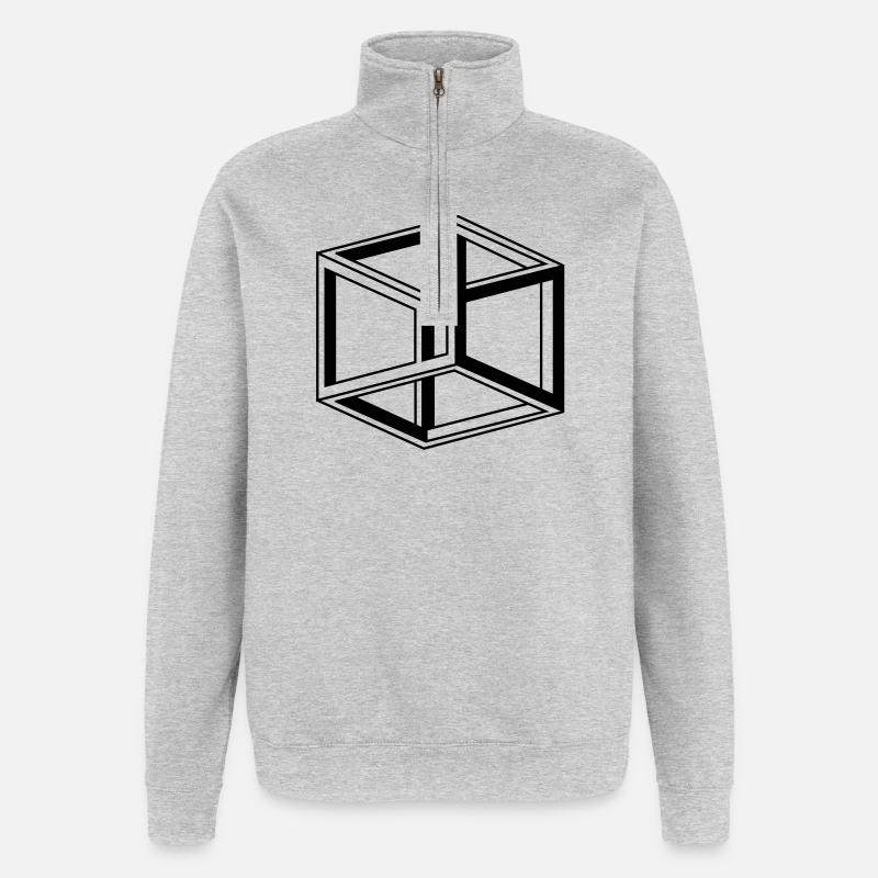 kubus cube escher - Quarter-Zip-Sweatshirt - Grau meliert