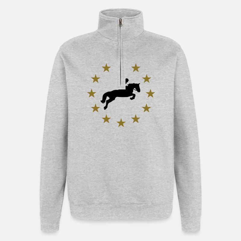 Springen Pferd & Sternen - Quarter-Zip-Sweatshirt - Grau meliert