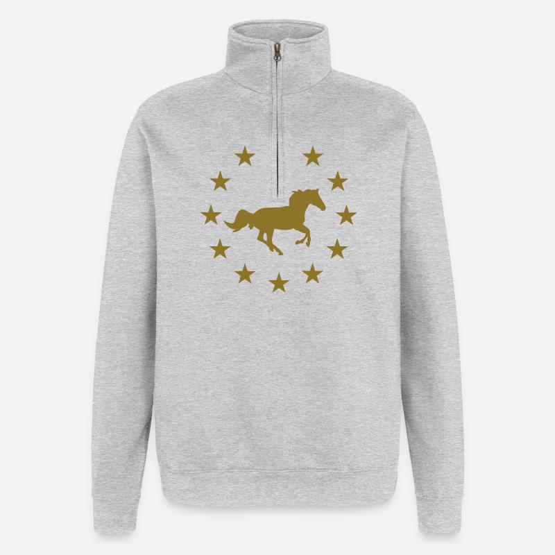 Pferde & Sternen - Quarter-Zip-Sweatshirt - Grau meliert