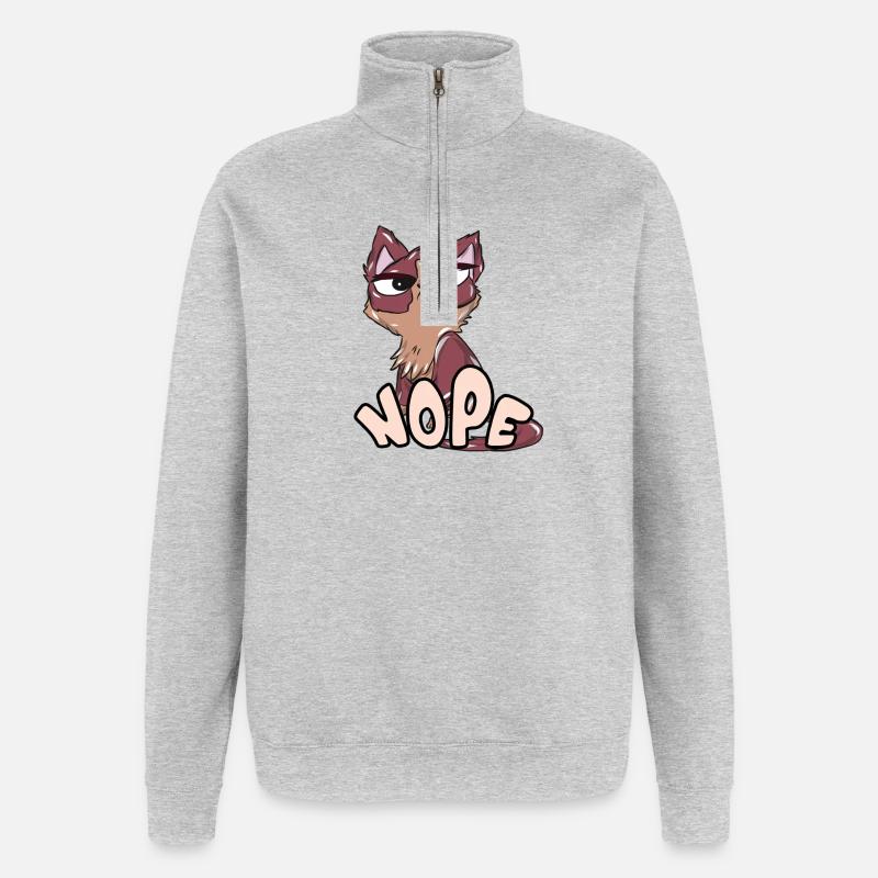 Katze - Quarter-Zip-Sweatshirt - Grau meliert