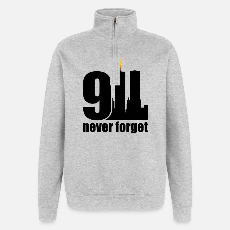 never forget 9/11 - Sweat à zip 1/4 - gris chiné
